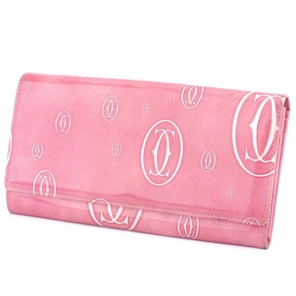 Cartier Purse Happy Birthday pink enamel leather Auth used T17526 - Picture 1 of 9